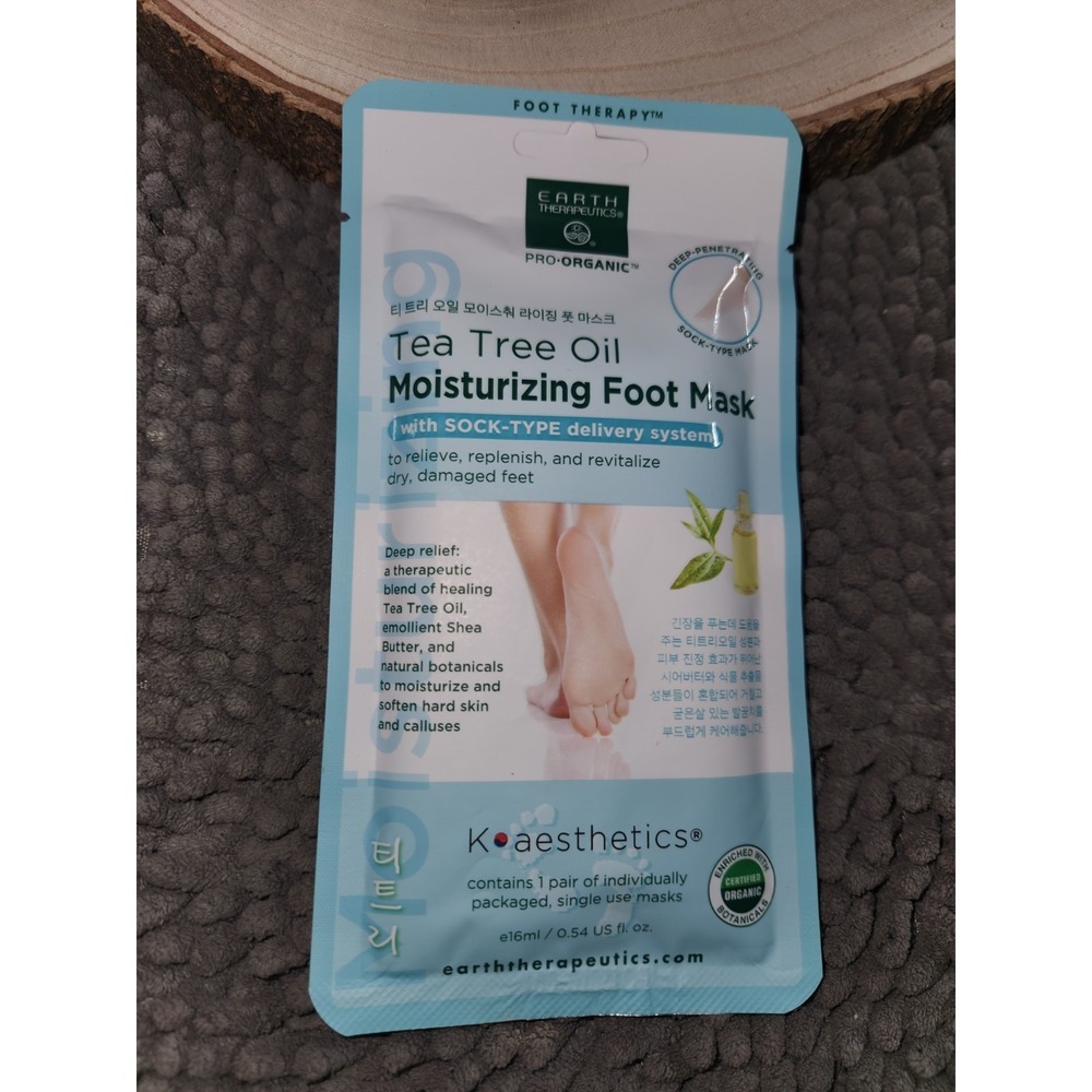 Earth Therapeutics Tea Tree Oil Moisturizing Foot Mask, New/ Sealed Package‎